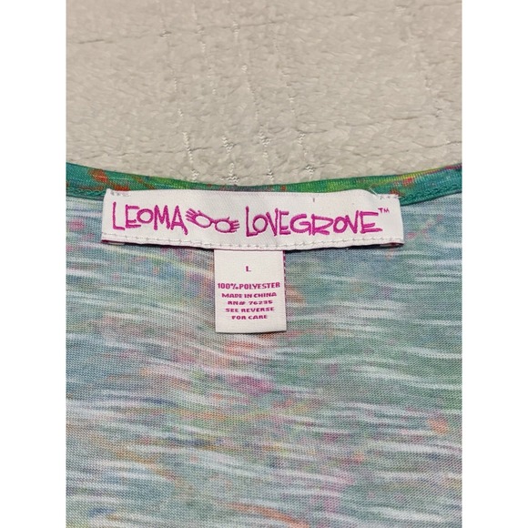 Leoma Lovegrove Shirt Womens Large Blue Red Fish Print Wearable Art - Picture 3 of 6